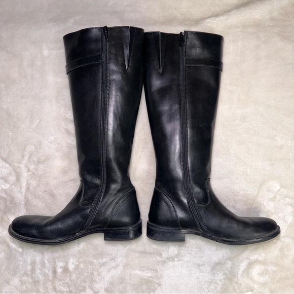 Italian Shoemakers Black Tall Leather Boots Size 8 - Picture 3 of 13